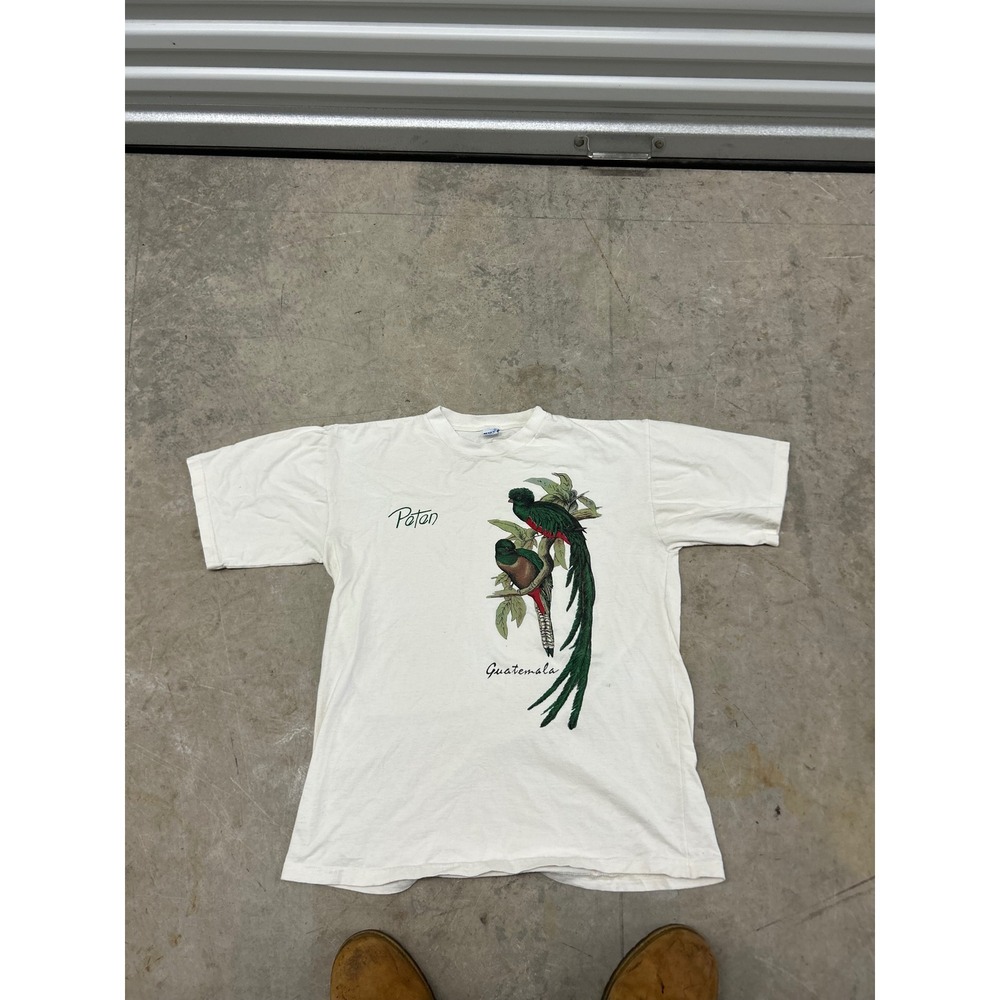 Vintage Peten Guatemala Quetzal Bird T Shirt White Single Stitch Scoky Line XL